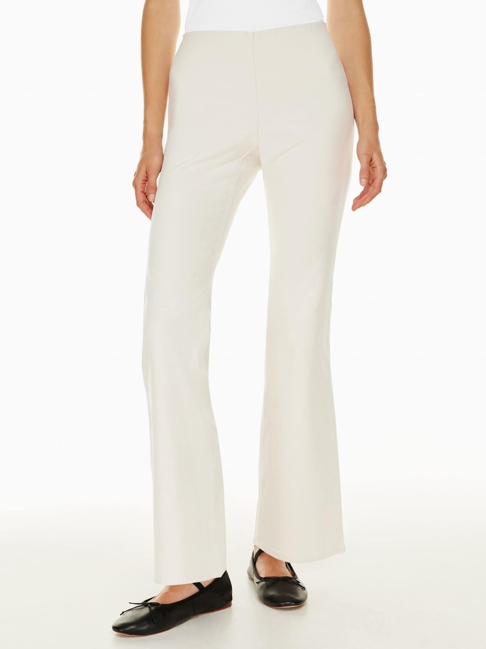 Aritzia Wilfred Free Goodtime Pant - Birch White Mid-Rise Stretch Cotton Flares